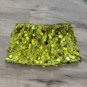Mini Sequin Party Skirt in Lime Green